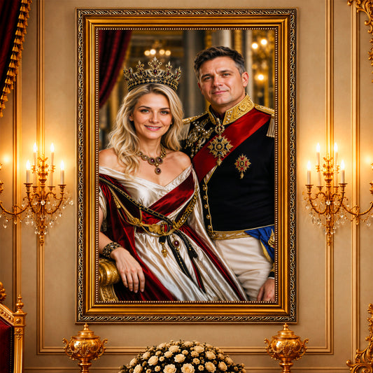 Portret ze zdjęcia na płótnie Królewska para — prezent dla pary