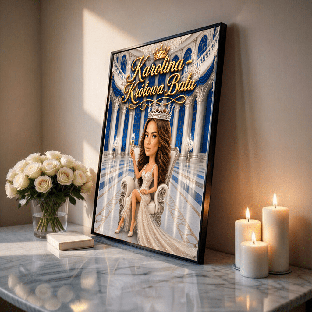 Królowa balu ilustracja - plakat, spersonalizowany prezent dla kobiety - Adamell.pl