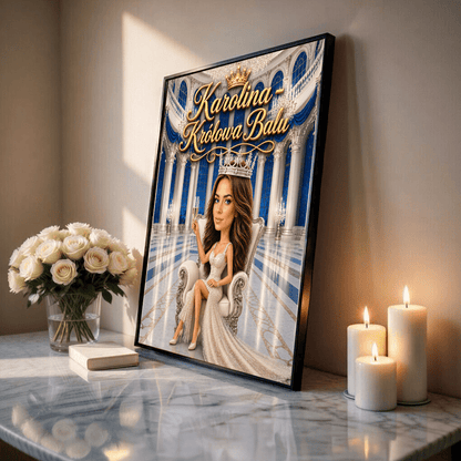 Królowa balu ilustracja - plakat, spersonalizowany prezent dla kobiety - Adamell.pl