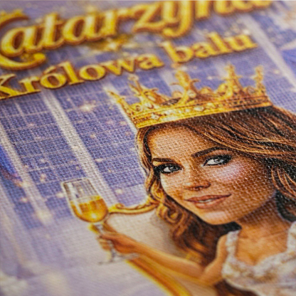 Królowa balu karykatura - Druk na płótnie, spersonalizowany prezent dla mamy - Adamell.pl