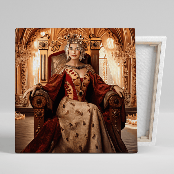 Królowa na tronie - druk na płótnie, spersonalizowany prezent dla niej - Adamell.pl
