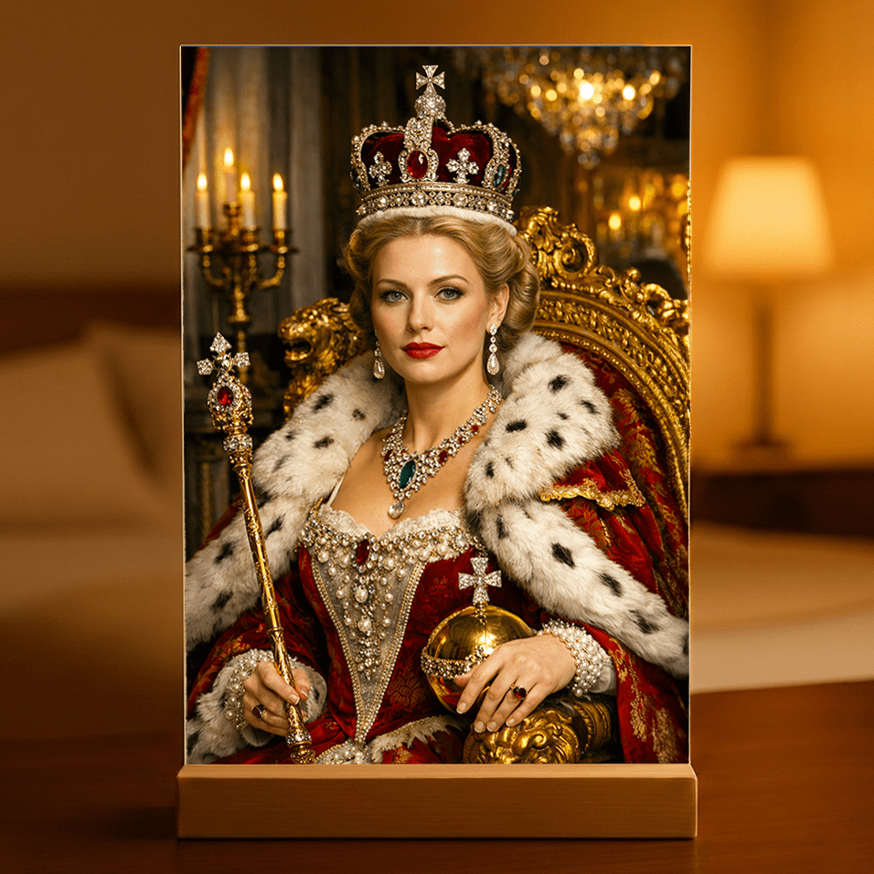 Królowa portret - Druk na szkle, spersonalizowany prezent - Adamell.pl