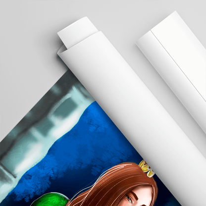 Księżniczka w oknie - plakat, spersonalizowany prezent dla niej - Adamell.pl