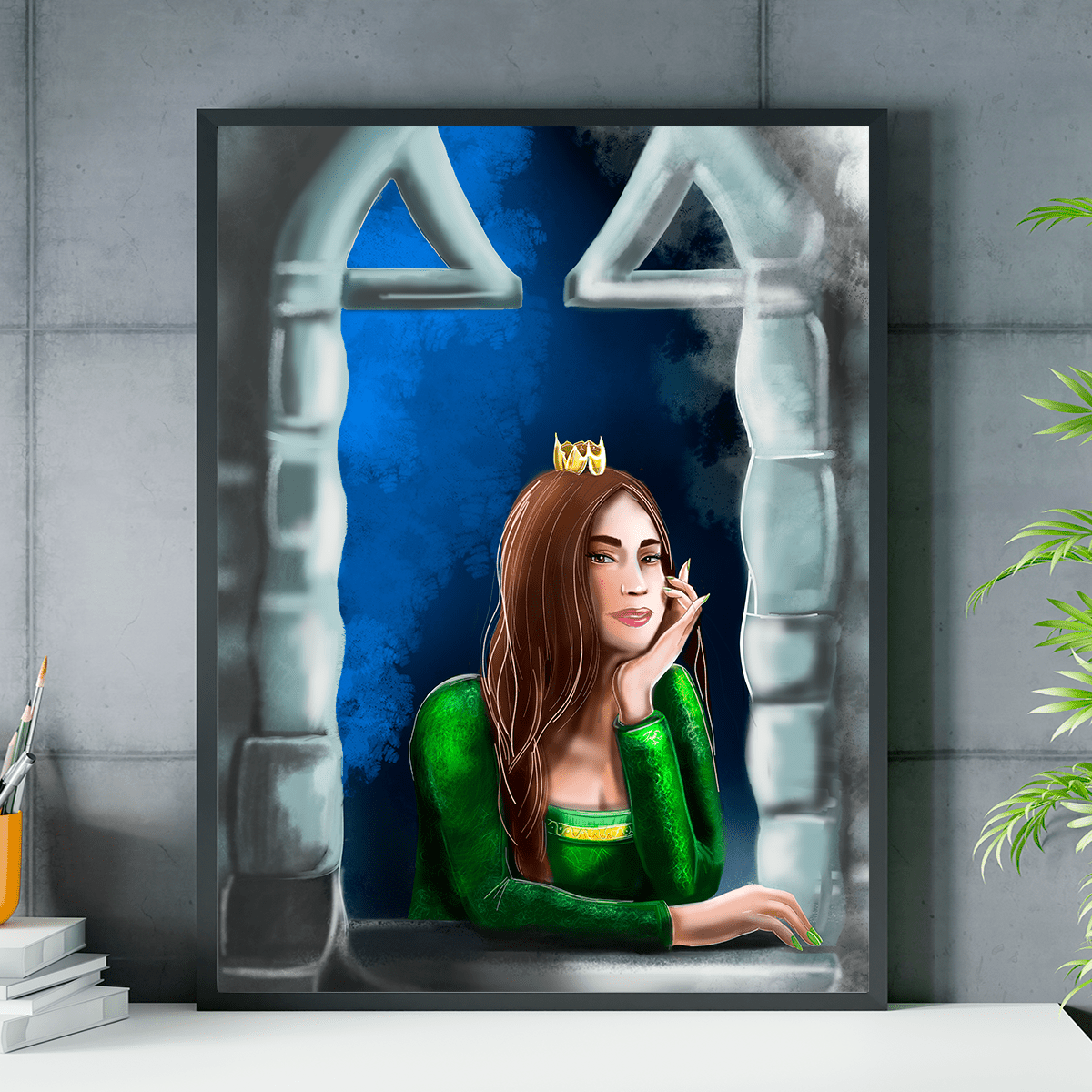 Księżniczka w oknie - plakat, spersonalizowany prezent dla niej - Adamell.pl