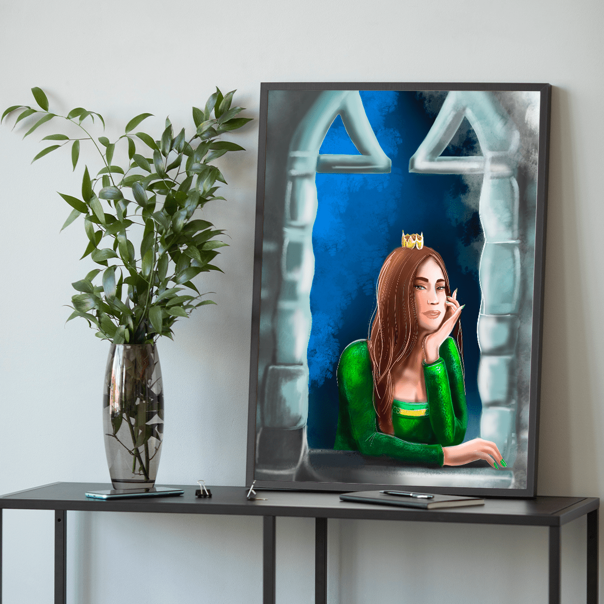 Księżniczka w oknie - plakat, spersonalizowany prezent dla niej - Adamell.pl