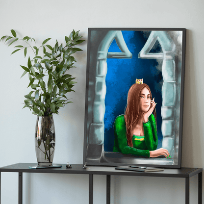 Księżniczka w oknie - plakat, spersonalizowany prezent dla niej - Adamell.pl