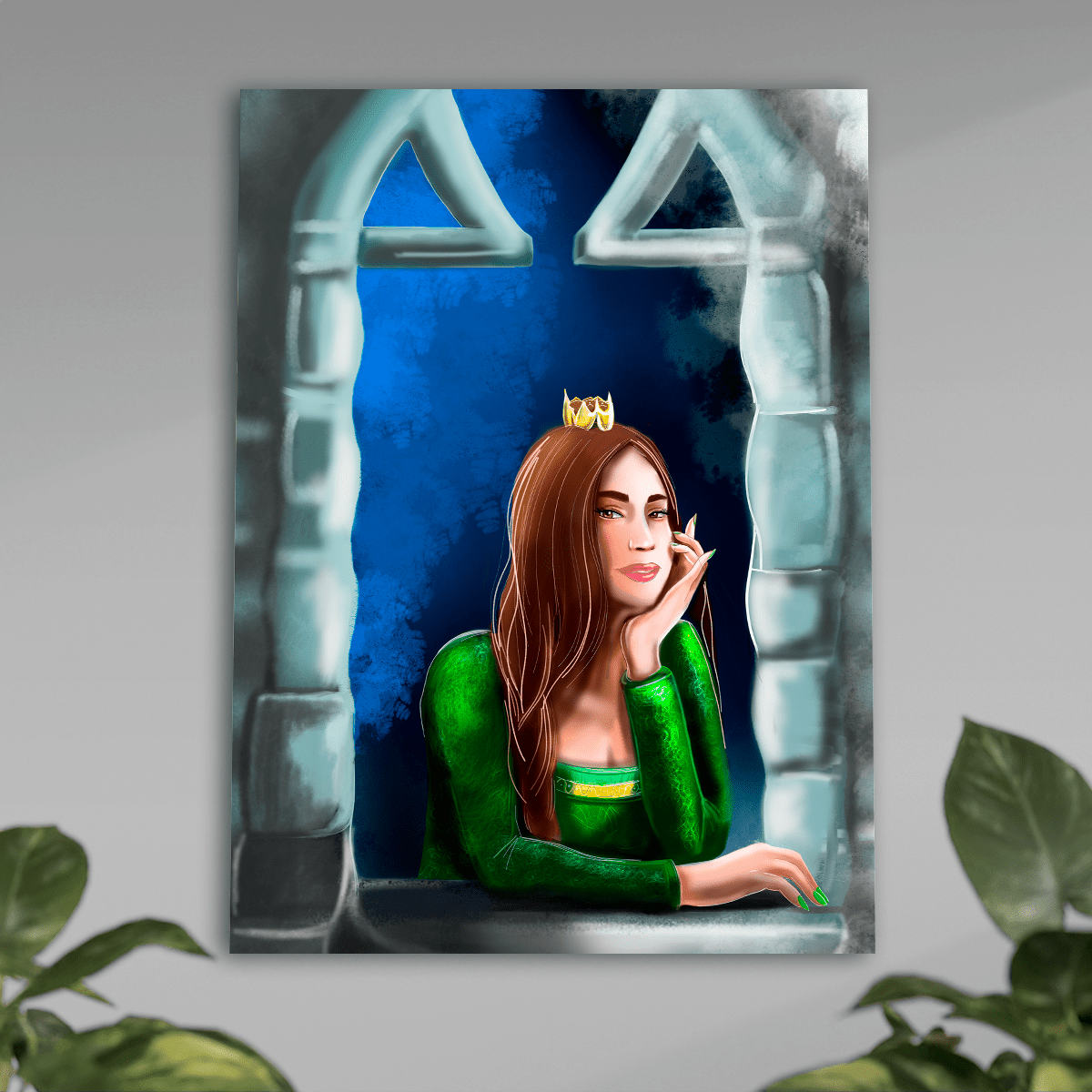 Księżniczka w oknie - plakat, spersonalizowany prezent dla niej - Adamell.pl