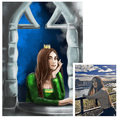 Księżniczka w oknie - plakat, spersonalizowany prezent dla niej - Adamell.pl