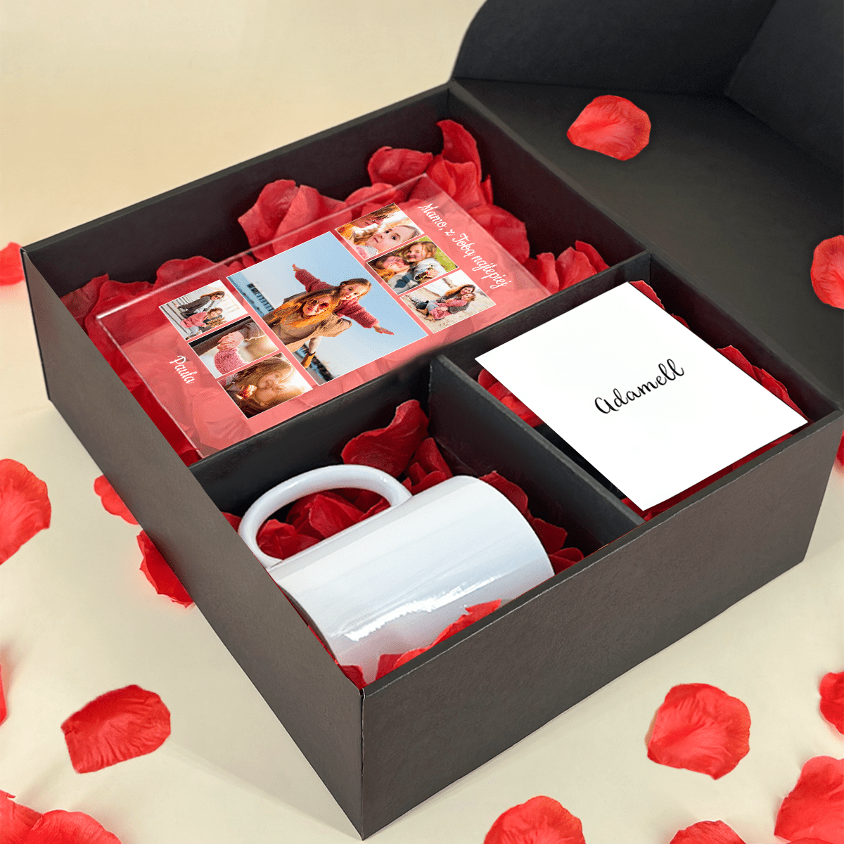 Kubek + druk na szkle MAMA - zestaw prezentowy Box 2 w 1, spersonalizowany prezent dla mamy - Adamell.pl