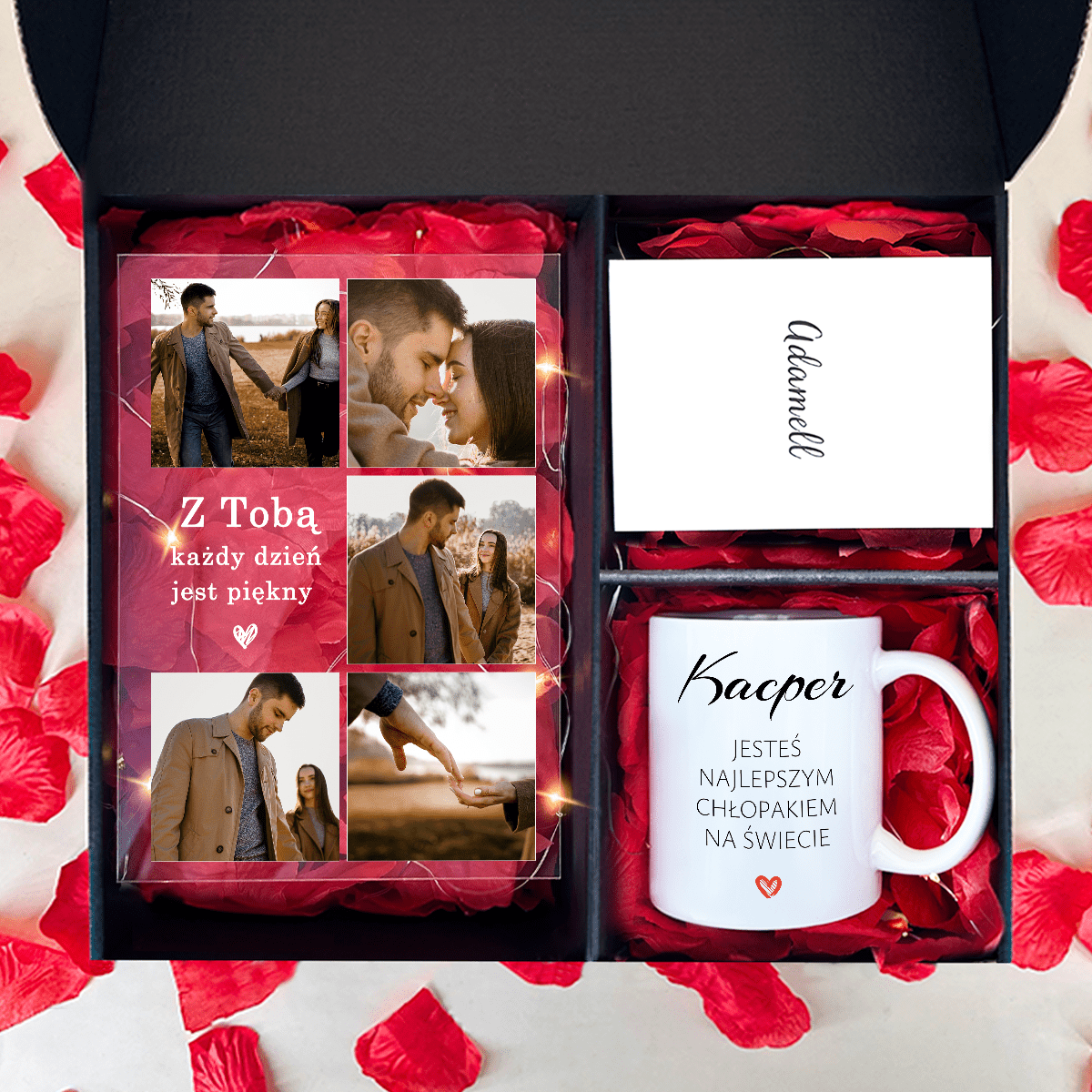 Kubek + druk na szkle MĘŻCZYZNA - zestaw prezentowy Box 2 w 1, spersonalizowany prezent dla mężczyzny - Adamell.pl