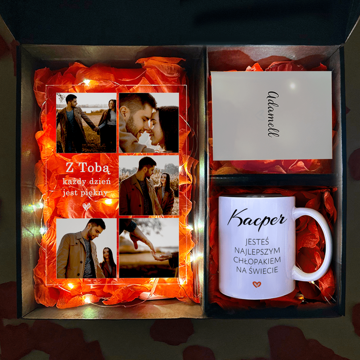 Kubek + druk na szkle MĘŻCZYZNA - zestaw prezentowy Box 2 w 1, spersonalizowany prezent dla mężczyzny - Adamell.pl