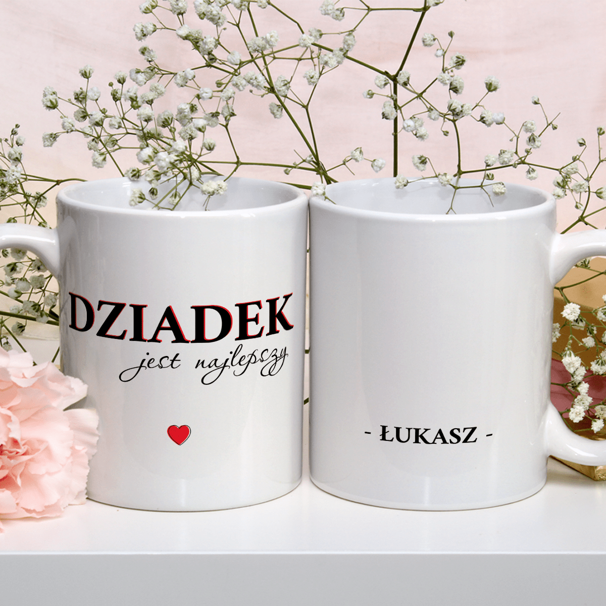 Kubek + herbata + druk na szkle DZIADEK - zestaw prezentowy Box 3 w 1, spersonalizowany prezent dla dziadka - Adamell.pl