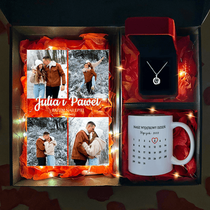 Kubek + wisiorek + druk na szkle RAZEM NAJLEPIEJ - zestaw prezentowy Box 3 w 1, spersonalizowany prezent dla niej - Adamell.pl