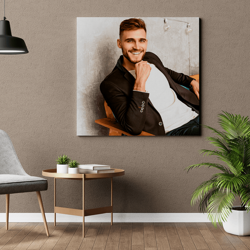 Kwadratowe zdjęcie mężczyzny - druk na płótnie, spersonalizowany prezent dla niego - Adamell.pl