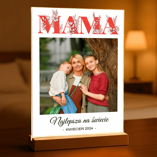 Kwiecisty napis MAMA - Druk na szkle, spersonalizowany prezent dla mamy - Adamell.pl