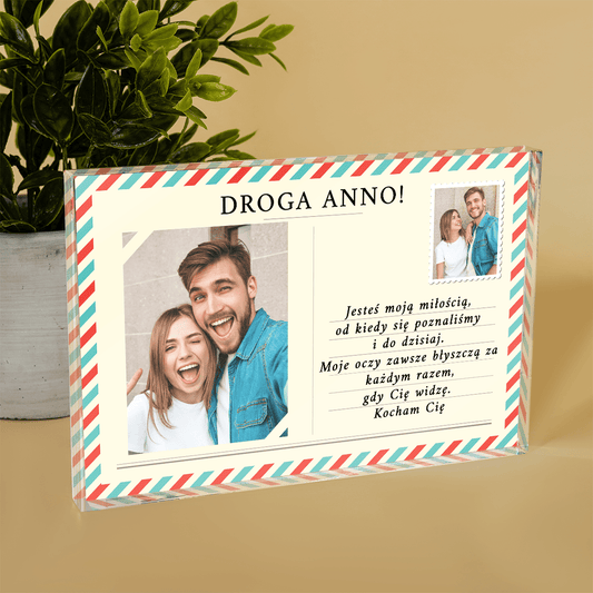 List do kobiety - Druk na szkle, spersonalizowany prezent dla niej - Adamell.pl