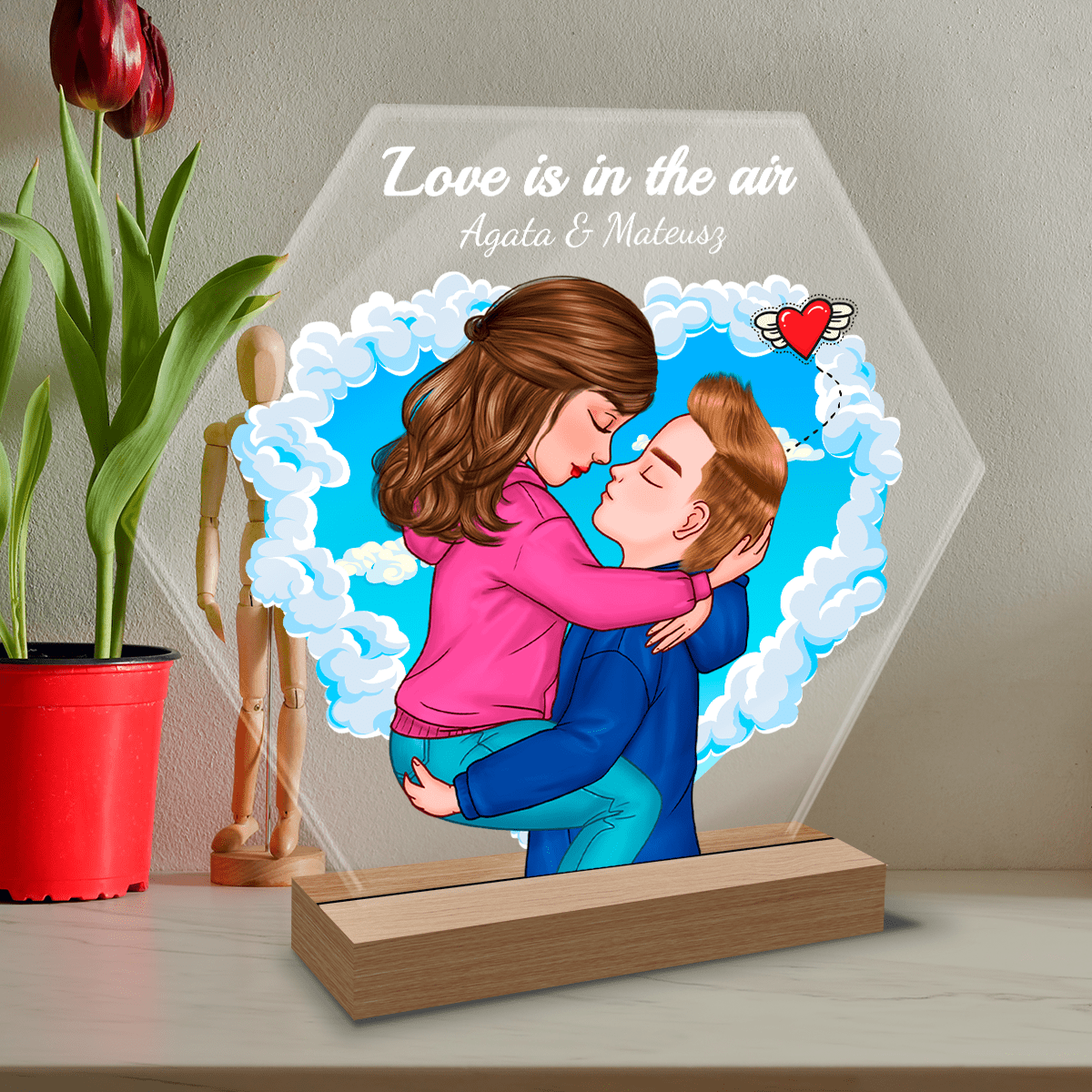 Love is in the air Clipart - Druk na szkle, spersonalizowany prezent dla niego - Adamell.pl