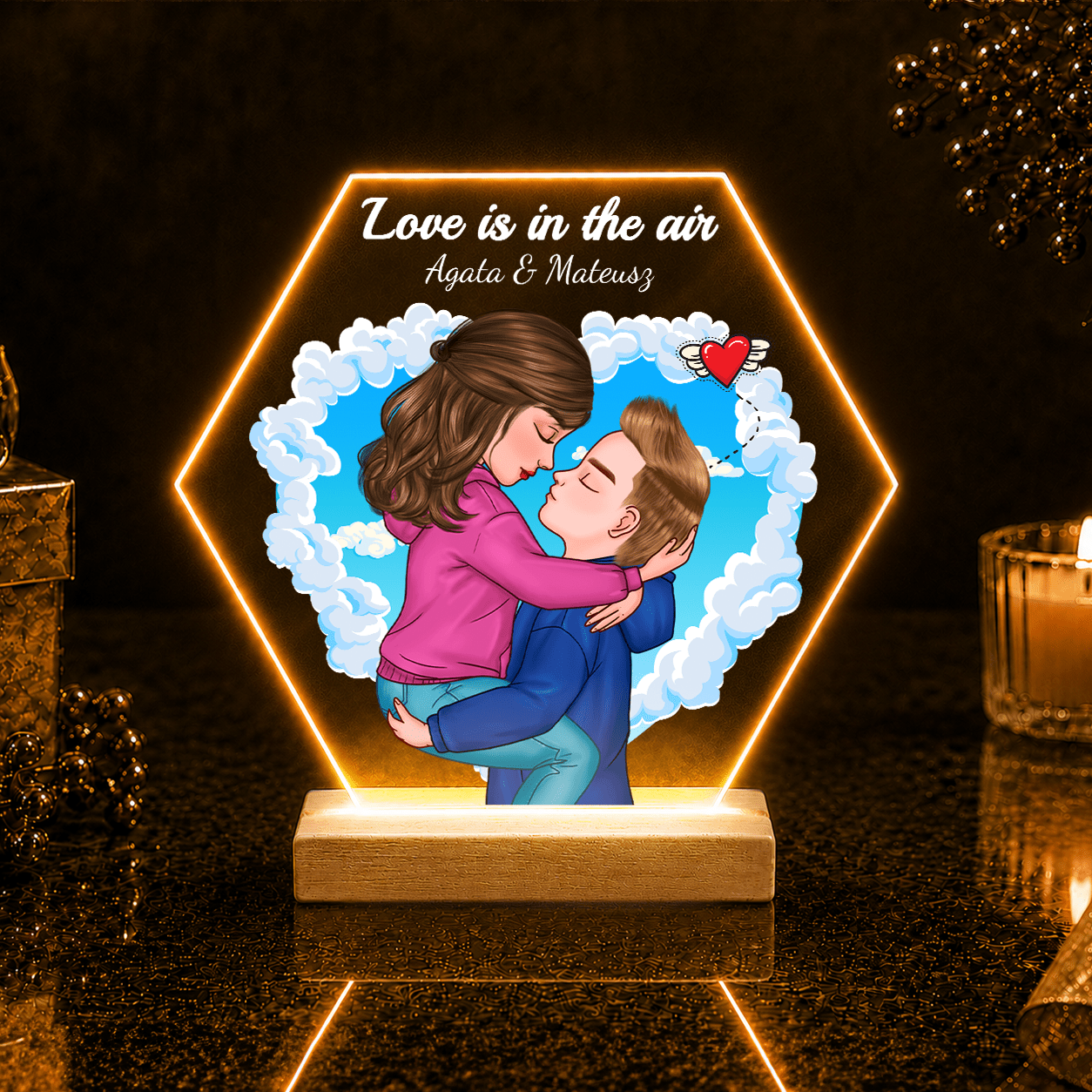 Love is in the air Clipart - Druk na szkle, spersonalizowany prezent dla niego - Adamell.pl