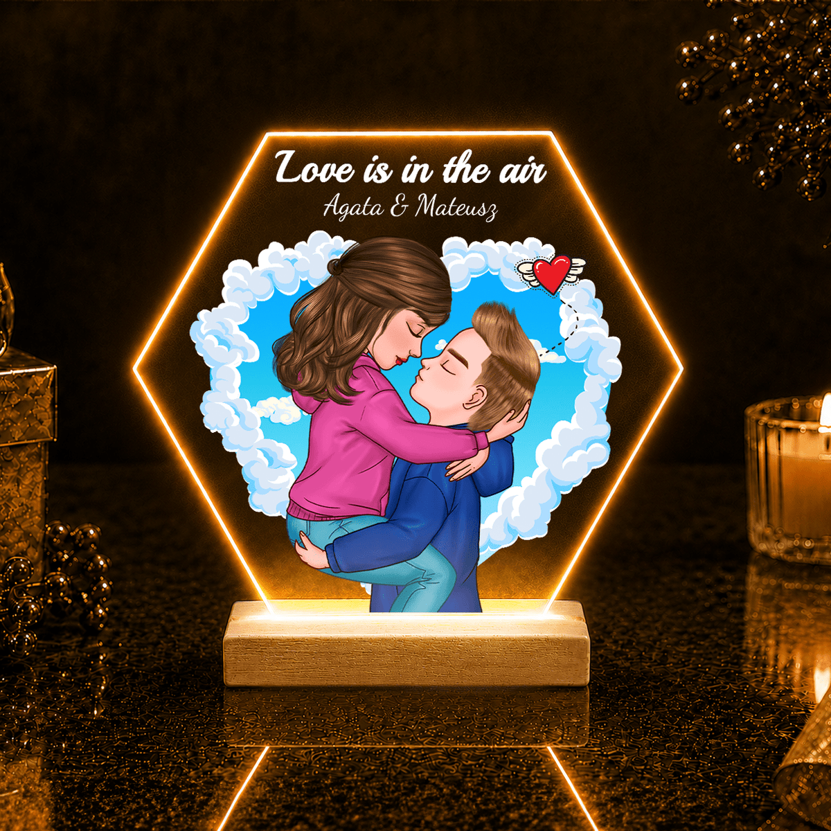 Love is in the air Clipart - Druk na szkle, spersonalizowany prezent dla niego - Adamell.pl