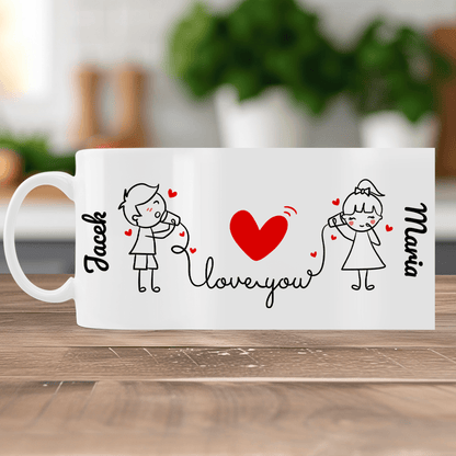 Love you imiona - 1x Kubek z nadrukiem, spersonalizowany prezent dla pary - Adamell.pl