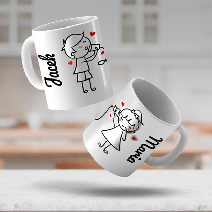 Love you imiona - 1x Kubek z nadrukiem, spersonalizowany prezent dla pary - Adamell.pl