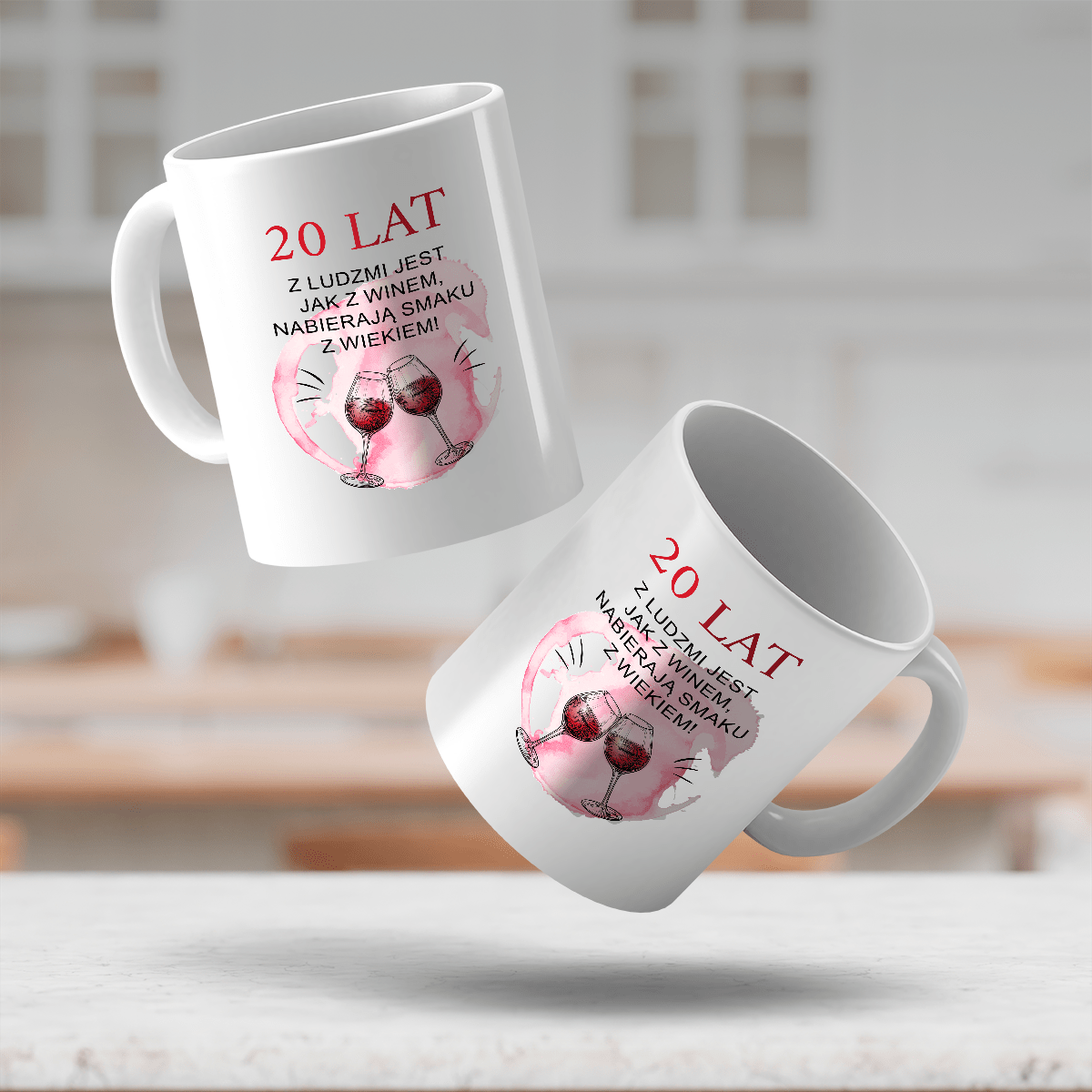 Ludzie jak wino - Zestaw 2 x Kubek z nadrukiem, spersonalizowany prezent dla niej - Adamell.pl