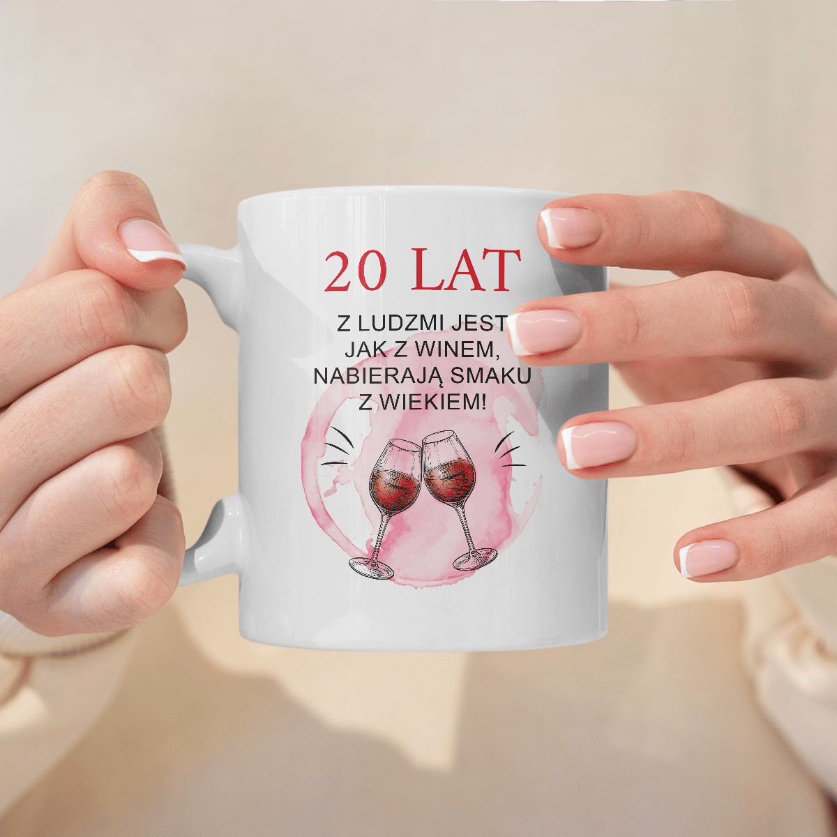Ludzie jak wino - Zestaw 2 x Kubek z nadrukiem, spersonalizowany prezent dla niej - Adamell.pl