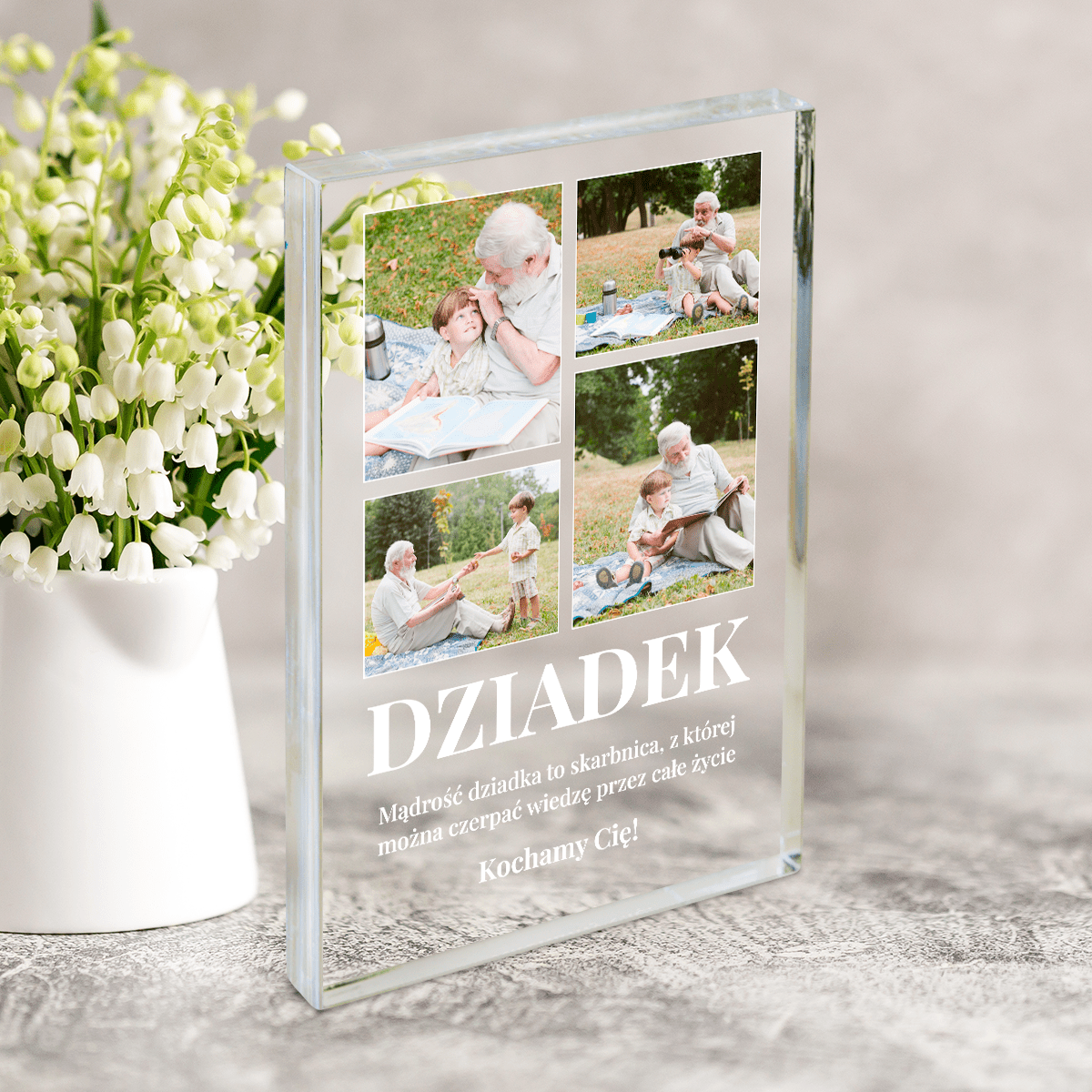 Mądrość dziadka - Druk na szkle, spersonalizowany prezent dla dziadka - Adamell.pl