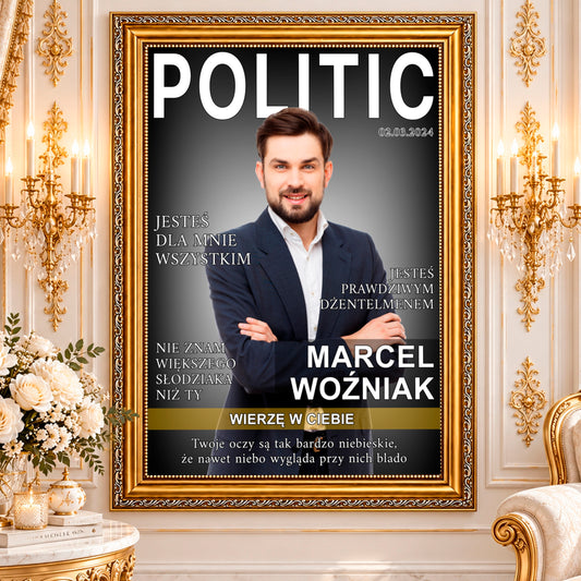 Portret ze zdjęcia na płótnie Okładka magazynu — prezent dla szefa