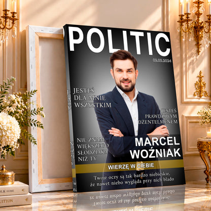 Portret ze zdjęcia na płótnie Okładka magazynu — prezent dla szefa