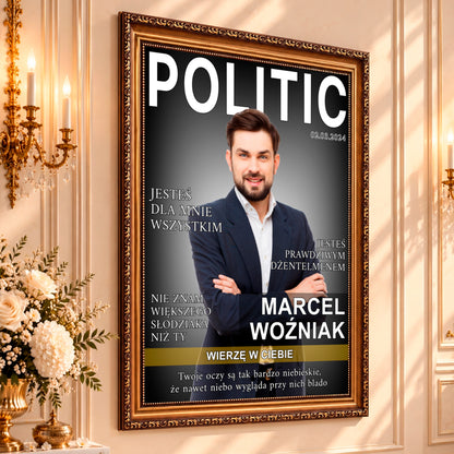 Portret ze zdjęcia na płótnie Okładka magazynu — prezent dla szefa