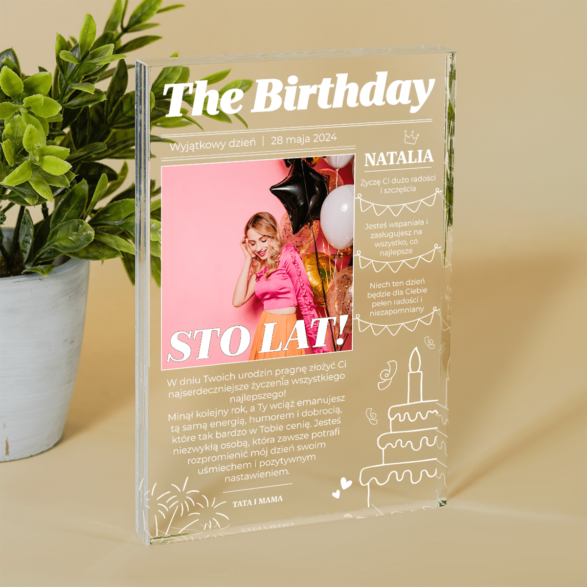 Magazyn The Birthday - Druk na szkle, spersonalizowany prezent na urodziny - Adamell.pl
