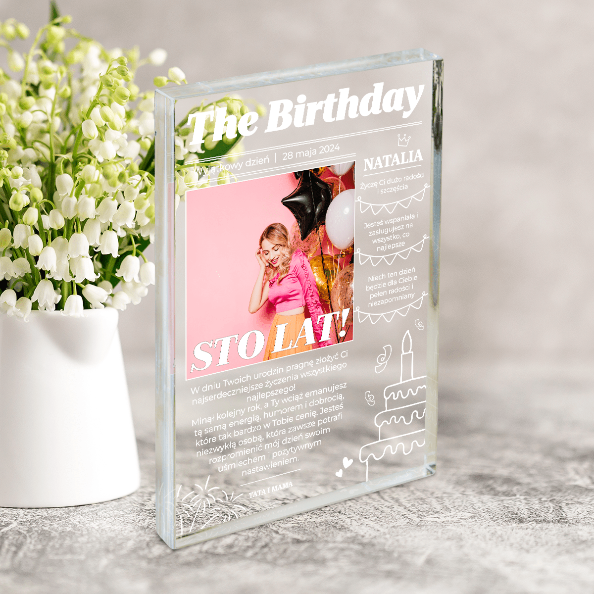 Magazyn The Birthday - Druk na szkle, spersonalizowany prezent na urodziny - Adamell.pl