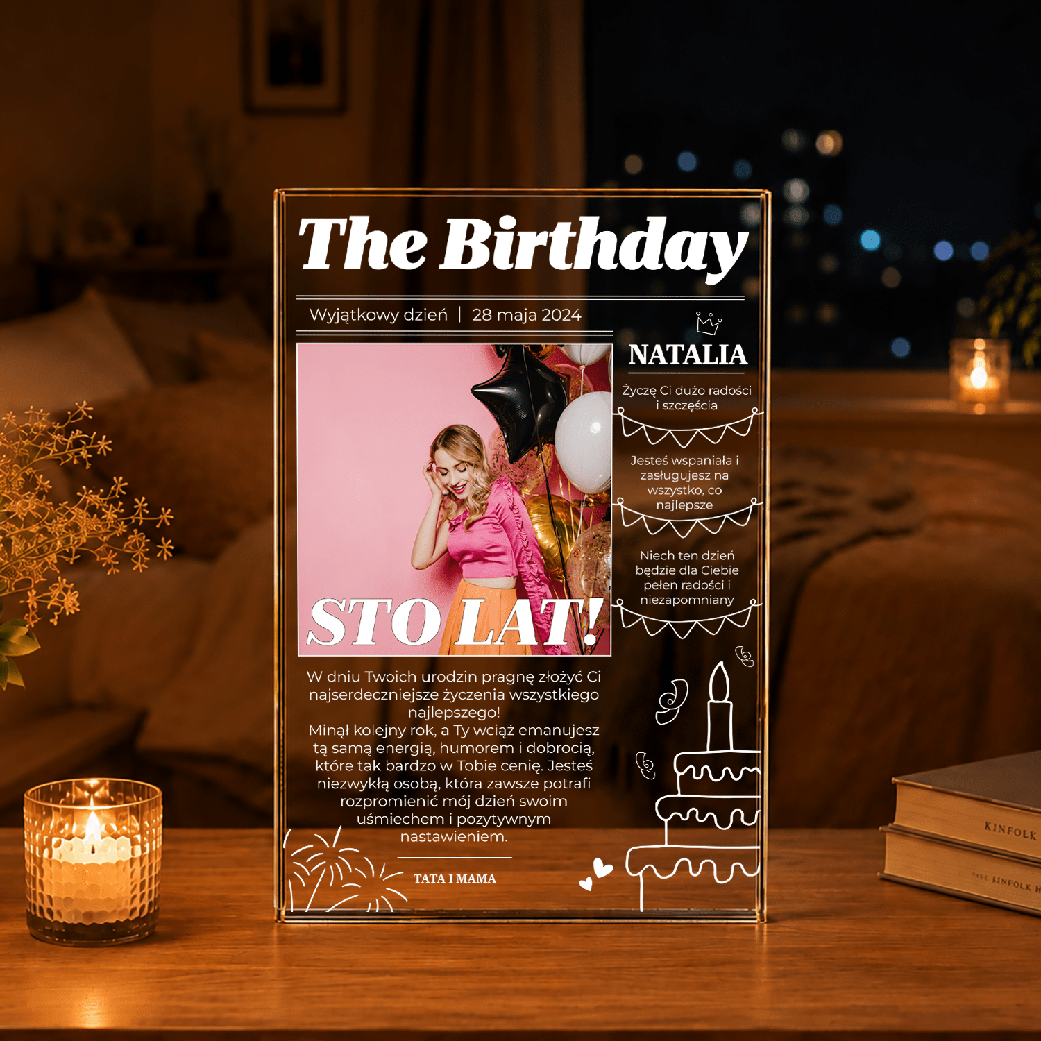 Magazyn The Birthday - Druk na szkle, spersonalizowany prezent na urodziny - Adamell.pl