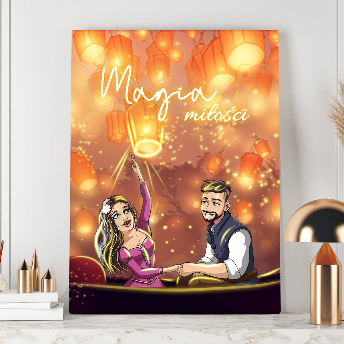 Magia miłości Ilustracja - druk na płótnie, spersonalizowany prezent dla pary - Adamell.pl