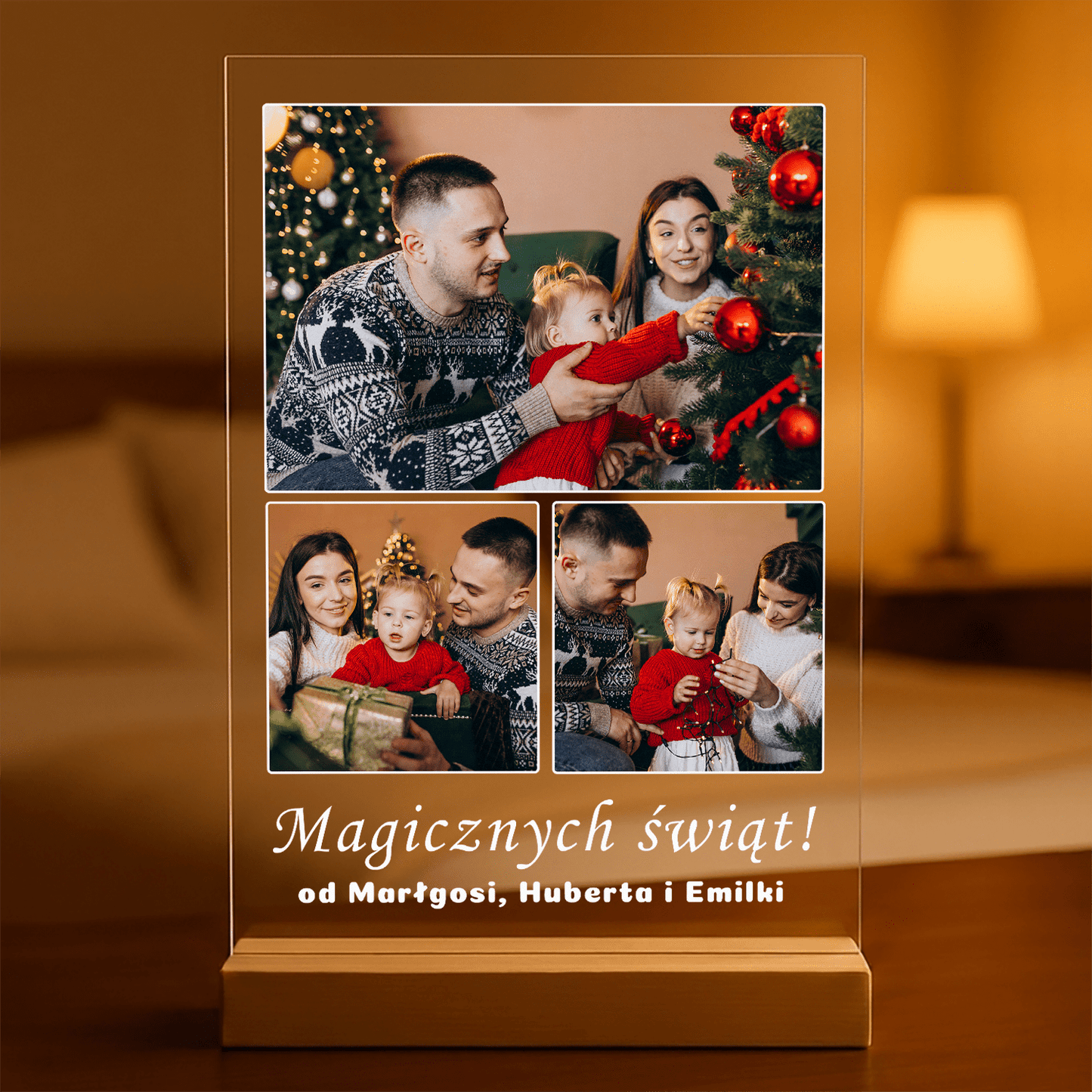 Magicznych Świąt - Druk na szkle, spersonalizowany prezent dla rodziny - Adamell.pl