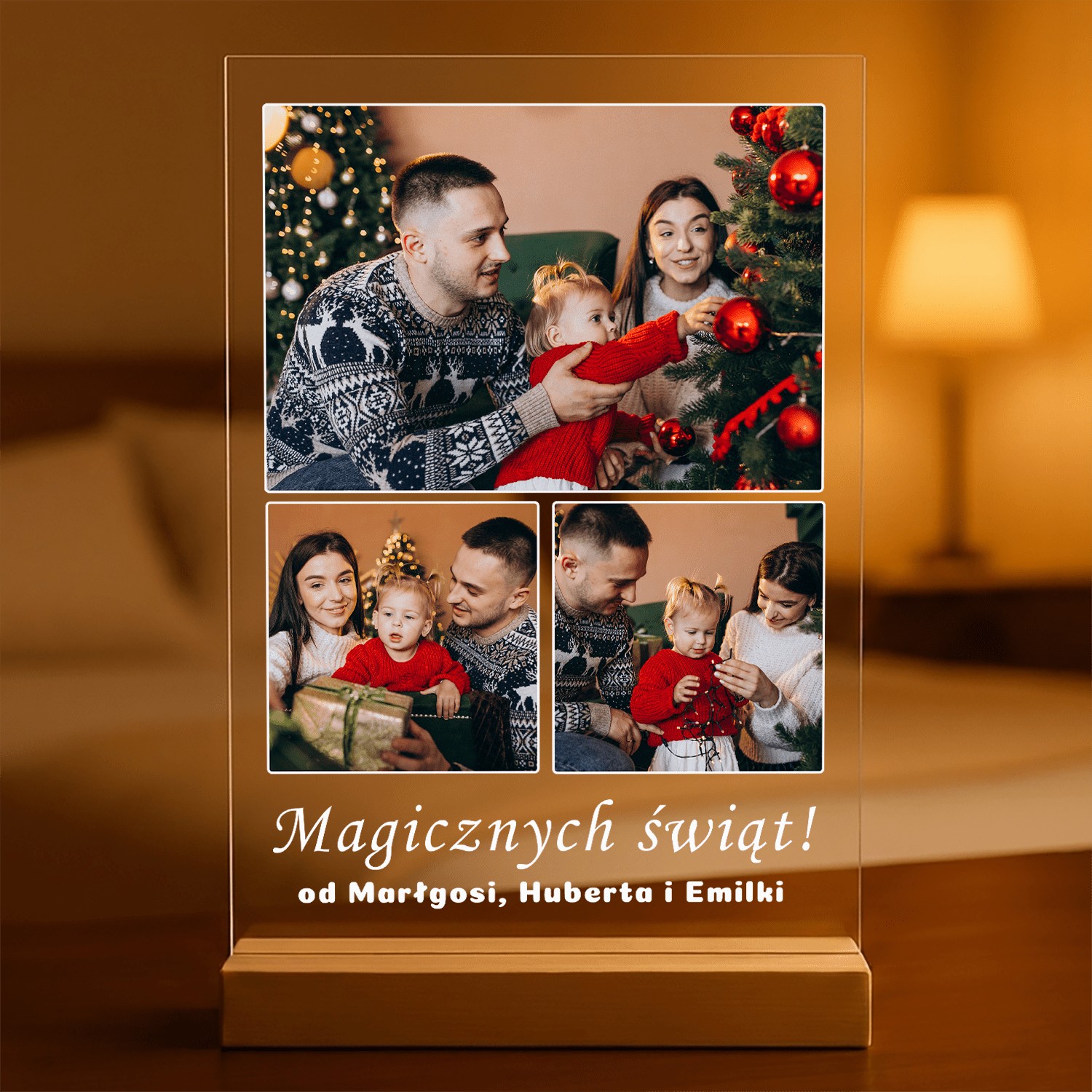 Magicznych Świąt - Druk na szkle, spersonalizowany prezent dla rodziny - Adamell.pl