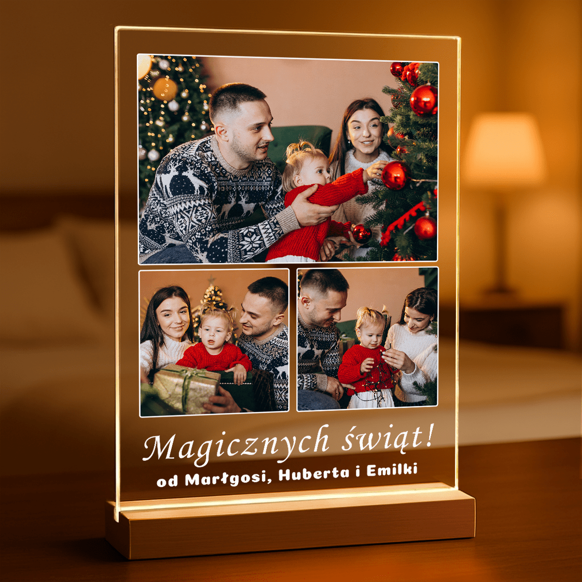 Magicznych Świąt - Druk na szkle, spersonalizowany prezent dla rodziny - Adamell.pl