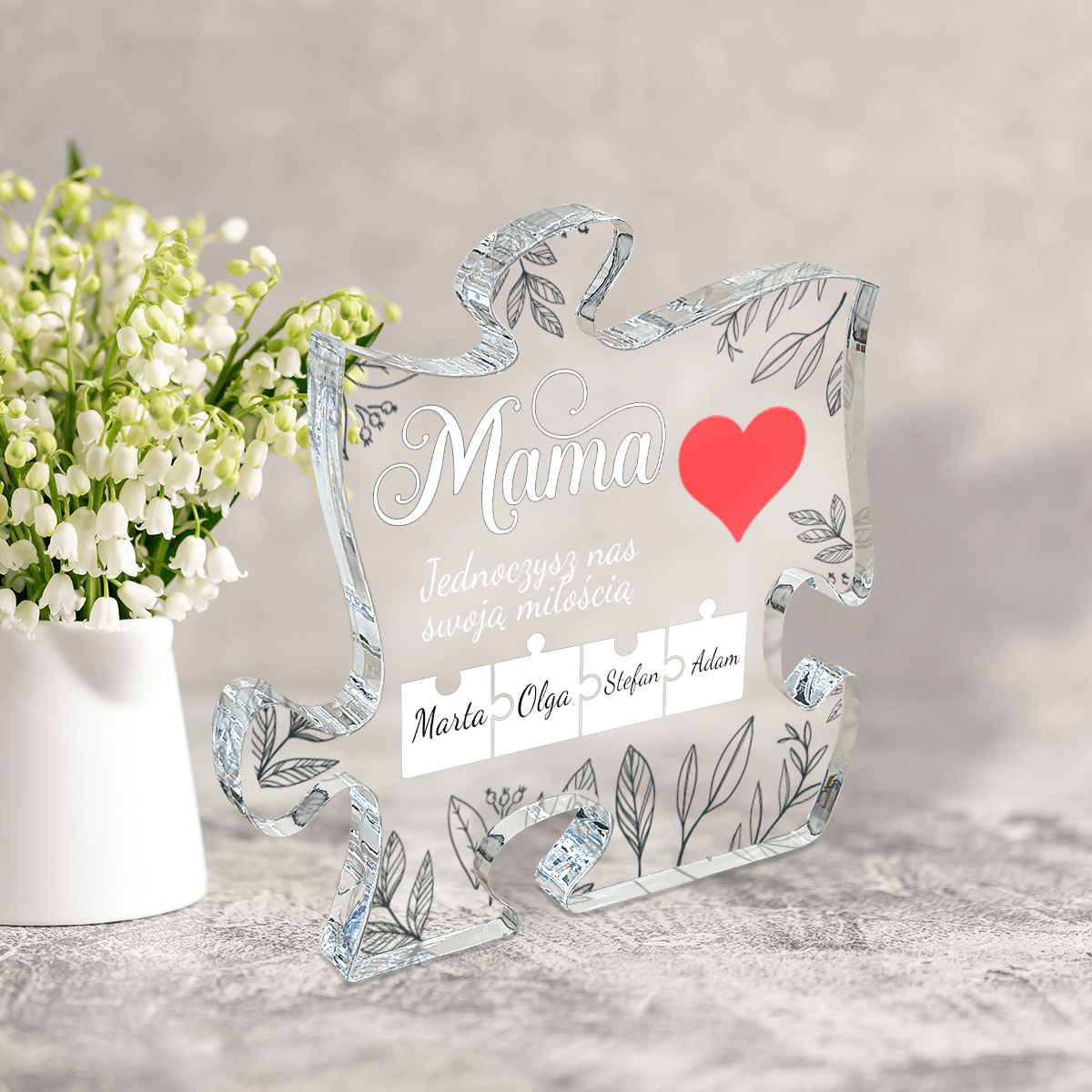 Mama jednoczy miłością - Druk na szkle - puzzel, spersonalizowany prezent dla mamy - Adamell.pl