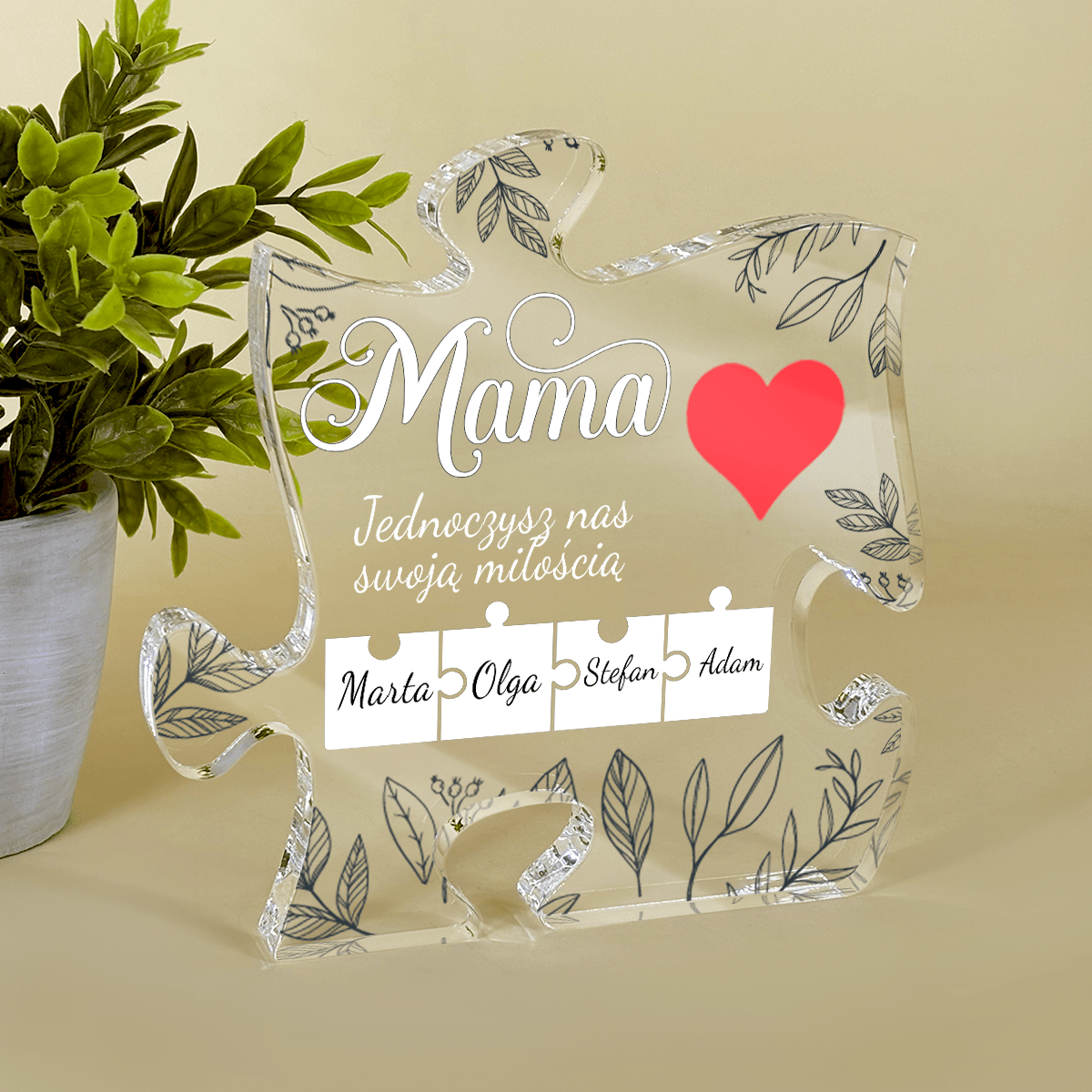 Mama jednoczy miłością - Druk na szkle - puzzel, spersonalizowany prezent dla mamy - Adamell.pl