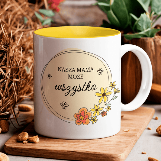 Mama może wszystko - 1x Kubek z nadrukiem, spersonalizowany prezent dla mamy - Adamell.pl