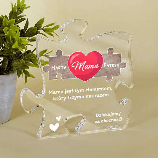 Mama, najważniejszy element - Druk na szkle - puzzel, spersonalizowany prezent dla mamy - Adamell.pl