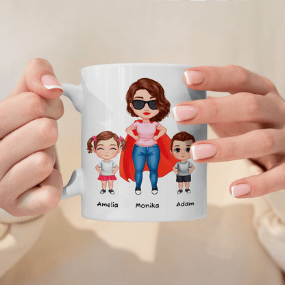 Mama superbohaterka - 1x Kubek z nadrukiem, spersonalizowany prezent dla mamy - Adamell.pl