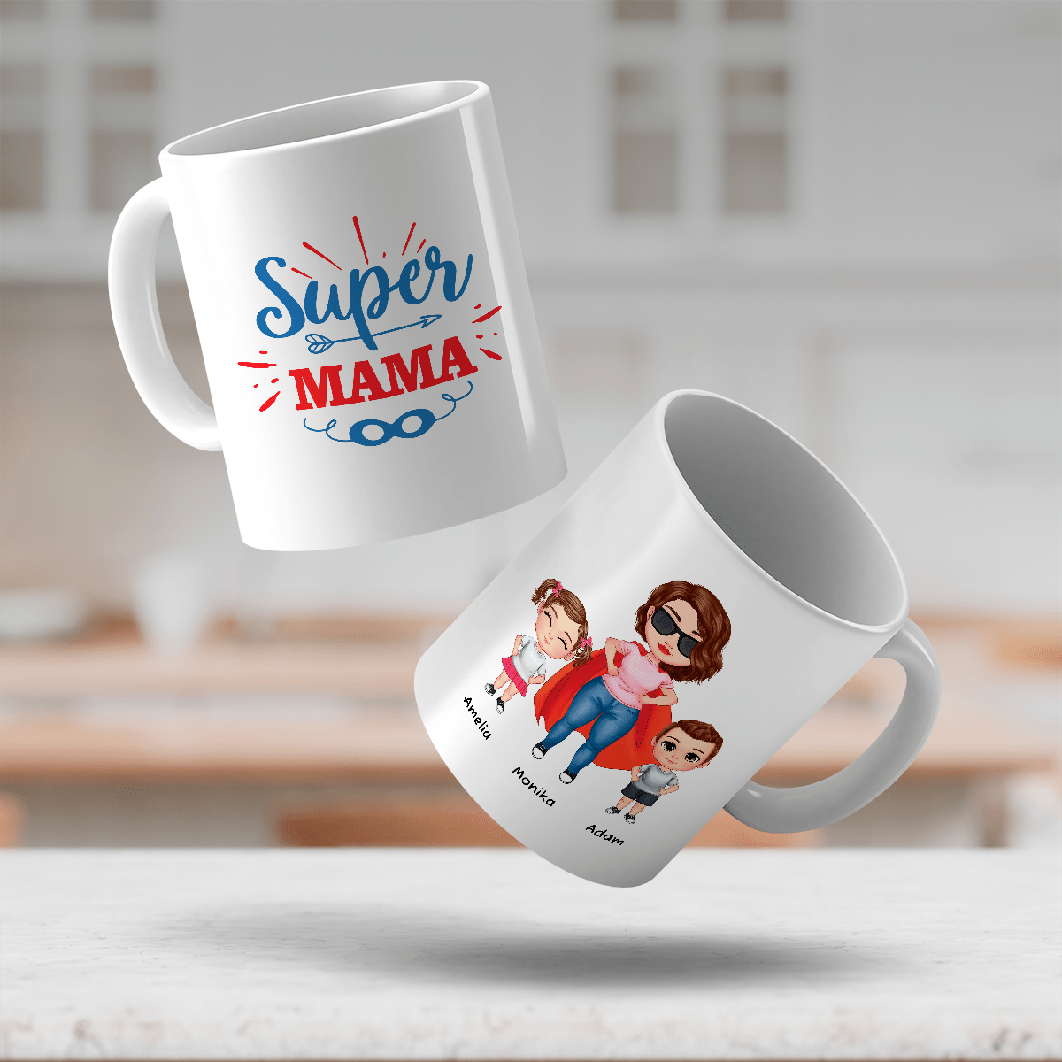 Mama superbohaterka - 1x Kubek z nadrukiem, spersonalizowany prezent dla mamy - Adamell.pl