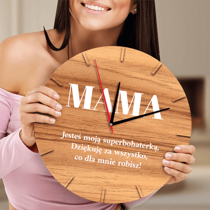 Mama superbohaterką - zegar, spersonalizowany prezent dla mamy - Adamell.pl