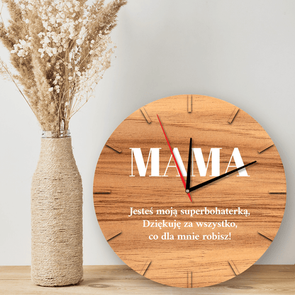 Mama superbohaterką - zegar, spersonalizowany prezent dla mamy - Adamell.pl