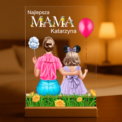 Mama z córką Clipart + tekst - Druk na szkle, spersonalizowany prezent dla mamy - Adamell.pl