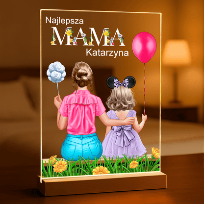 Mama z córką Clipart + tekst - Druk na szkle, spersonalizowany prezent dla mamy - Adamell.pl