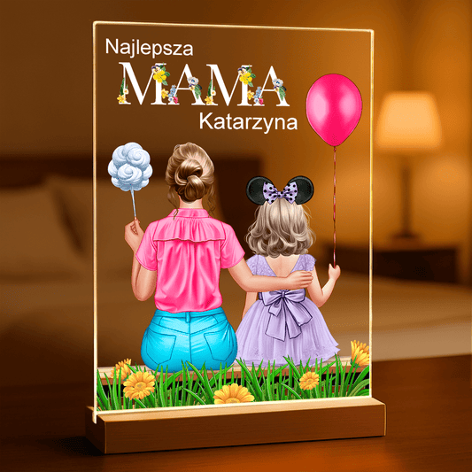 Mama z córką Clipart + tekst - Druk na szkle, spersonalizowany prezent dla mamy - Adamell.pl