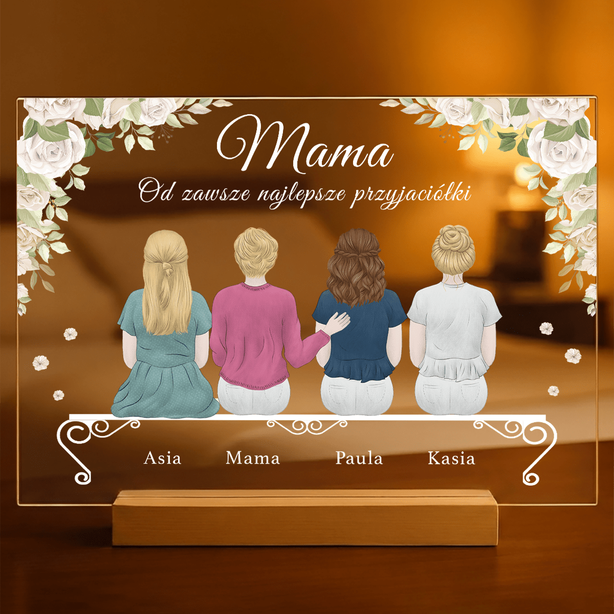 Mama z córkami ClipArt - Druk na szkle, spersonalizowany prezent dla mamy - Adamell.pl